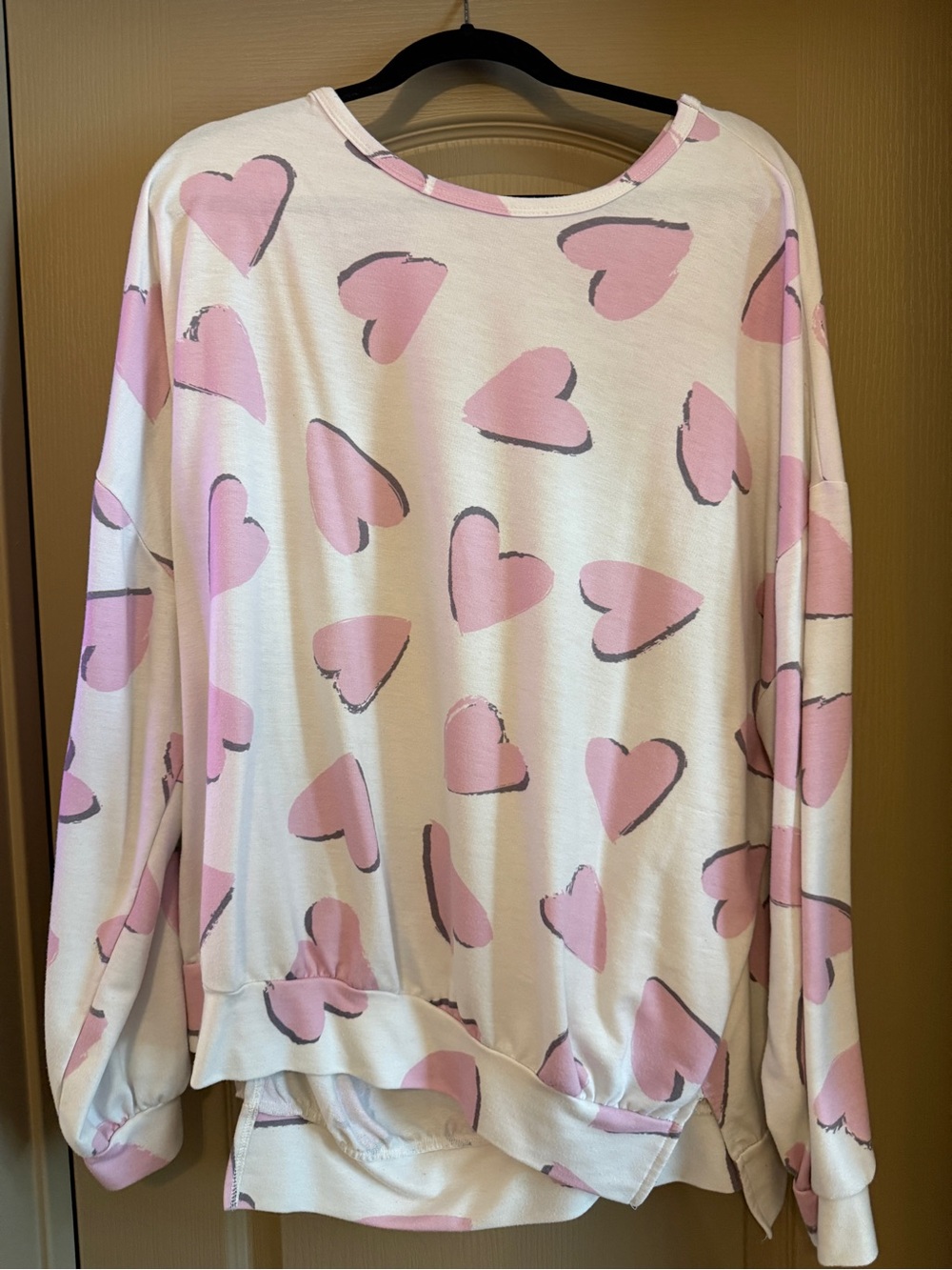 Fantastic Fawn White Pullover with Pink Heart Print